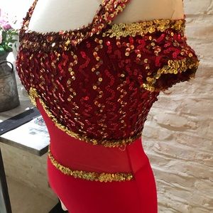 Red sequence leotard